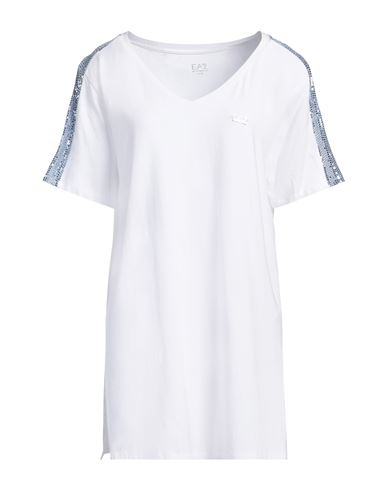 Ea7 Woman T-shirt White Size M Cotton, Modal, Elastane In White