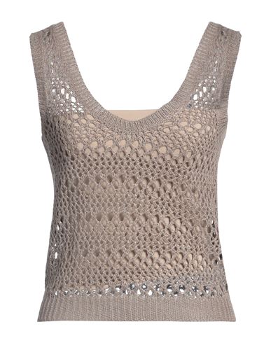 Brunello Cucinelli Woman Top Khaki Size M Linen, Silk In Beige
