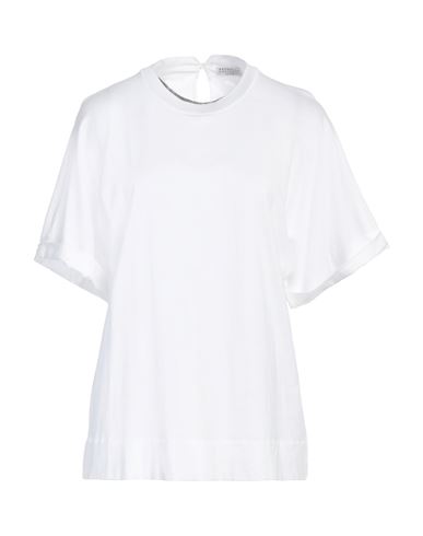 Brunello Cucinelli Woman T-shirt White Size M Cotton, Ecobrass In White