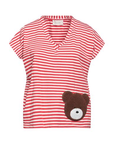 SOUVENIR SOUVENIR WOMAN T-SHIRT RED SIZE M COTTON, POLYESTER, ELASTANE 