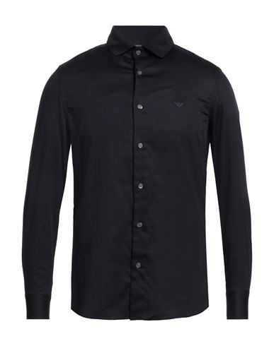 Emporio Armani Man Shirt Black Size L Cotton, Polyester, Polyamide, Elastane In Black