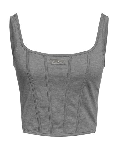 Brunello Cucinelli Woman Top Grey Size M Cotton, Elastane, Metal In Grey
