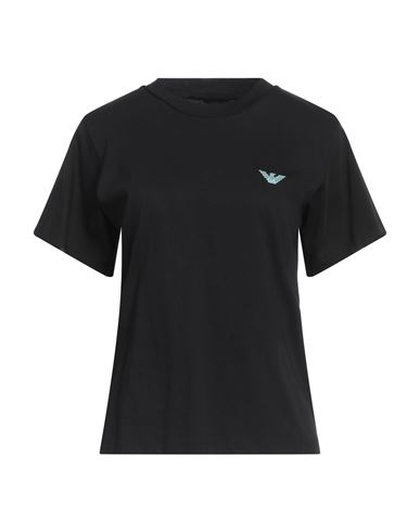 EMPORIO ARMANI EMPORIO ARMANI WOMAN T-SHIRT BLACK SIZE L COTTON, ELASTANE 