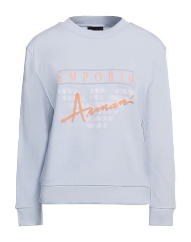 Emporio Armani Woman Sweatshirt Sky Blue Size L Cotton, Elastane In Blue