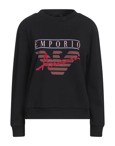 Emporio Armani Woman Sweatshirt Black Size M Cotton, Elastane In Black