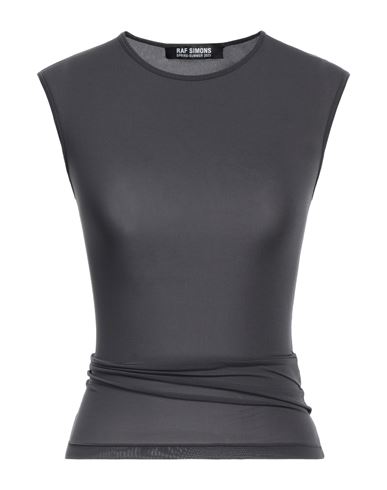 RAF SIMONS RAF SIMONS WOMAN T-SHIRT CHARCOAL SIZE M POLYAMIDE, ELASTANE 