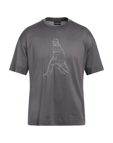 Emporio Armani Man T-shirt Grey Size M Lyocell, Cotton In Grey