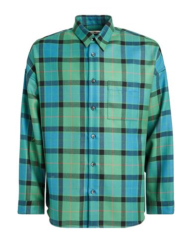 Marni Man Shirt Emerald Green Size 36 Virgin Wool In Multi