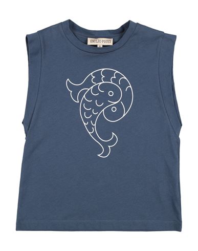 Pucci Toddler Girl T-shirt Navy Size 6 Cotton In Navy