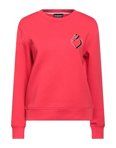 EMPORIO ARMANI EMPORIO ARMANI WOMAN SWEATSHIRT RED SIZE S COTTON, POLYESTER, ELASTANE 