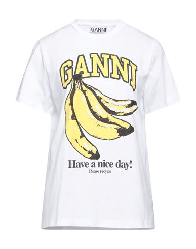 Ganni Woman T-shirt White Size Xxs Organic Cotton In White