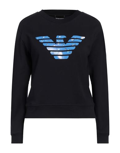 EMPORIO ARMANI EMPORIO ARMANI WOMAN SWEATSHIRT MIDNIGHT BLUE SIZE XS COTTON, ELASTANE 