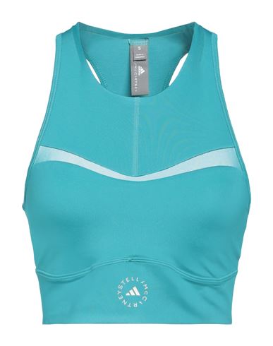 Adidas By Stella Mccartney Woman Top Turquoise Size L Recycled Polyester, Recycled Elastane In Blue