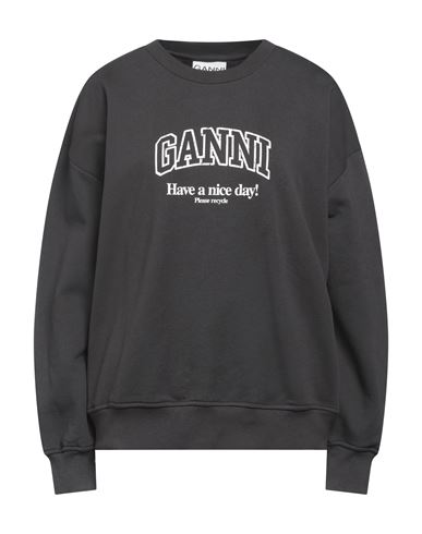 Ganni Cotton Crew-neck Sweatshirt In Grey