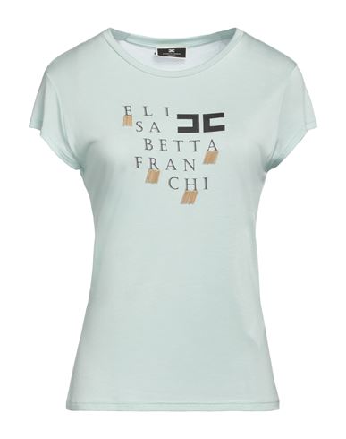 Elisabetta Franchi T-shirt Celeste Con Logo E Applicazioni In Green