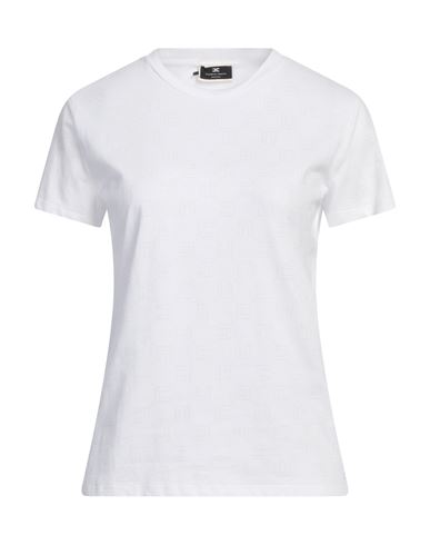 Elisabetta Franchi White Logo Tee Round Neck Tone On In White