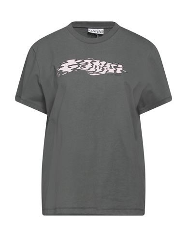 Ganni Woman T-shirt Grey Size S Organic Cotton, Recycled Cotton In Grey