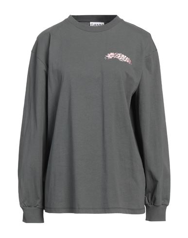 Ganni Woman T-shirt Lead Size S Organic Cotton, Recycled Cotton In Grey