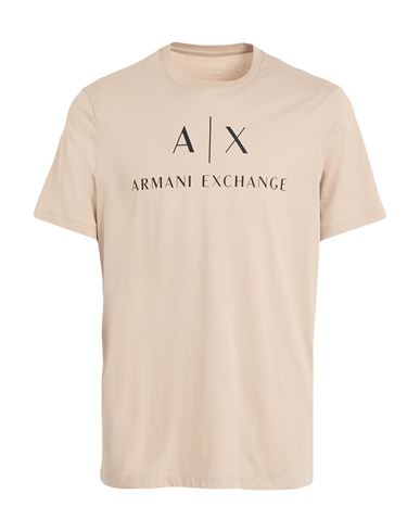 Armani Exchange Man T-shirt Beige Size M Cotton In Neutral