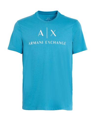 Armani Exchange Man T-shirt Light Blue Size L Cotton In Blue