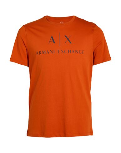 Armani Exchange Man T-shirt Rust Size L Cotton In Brown