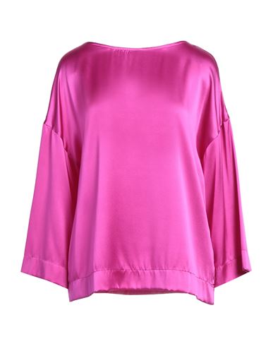Purotatto Woman Top Fuchsia Size 8 Silk, Elastane In Pink