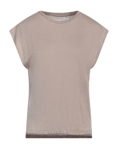 MAJESTIC MAJESTIC FILATURES WOMAN T-SHIRT KHAKI SIZE 1 LINEN, ELASTANE 