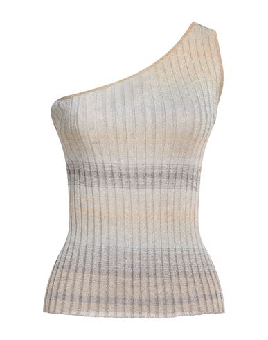 Missoni Mare One-shoulder Metallic Ribbed-knit Top In Beige