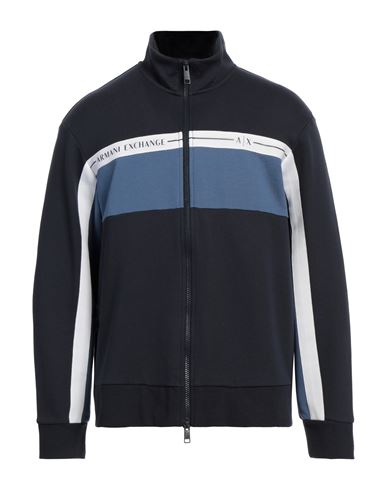 Armani Exchange Man Sweatshirt Midnight Blue Size L Cotton, Polyester, Elastane In Blue