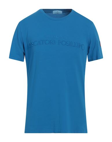 Cooperativa Pescatori Posillipo Man T-shirt Azure Size M Cotton, Elastane In Blue