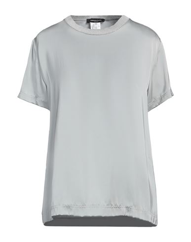 Fabiana Filippi Short-sleeve Crewneck Satin Top In Grey