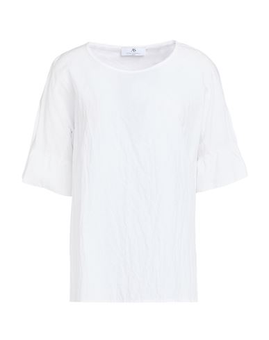 Anna Seravalli Woman Top Off White Size 10 Cotton, Elastane