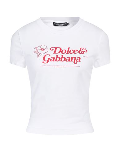 DOLCE & GABBANA DOLCE & GABBANA WOMAN T-SHIRT WHITE SIZE 6 COTTON, ELASTANE