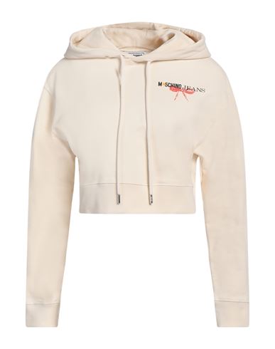 Moschino Jeans Woman Sweatshirt Ivory Size L Cotton In White