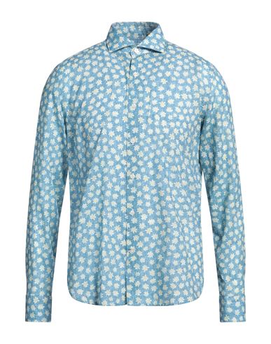 Ghirardelli Washed Man Shirt Azure Size 15 ¾ Cotton In Blue