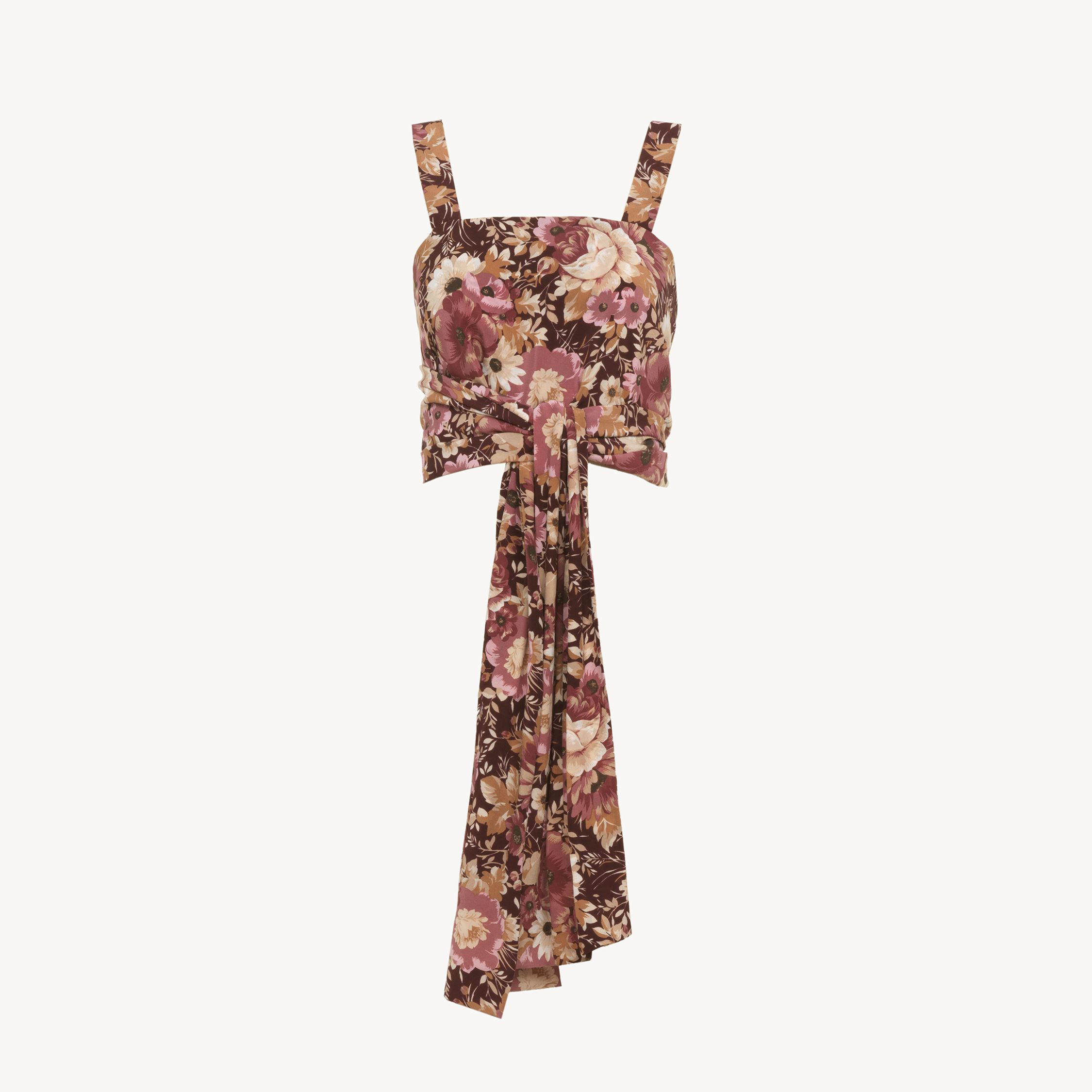 Chloé Floral Silk Cropped Top In Pink