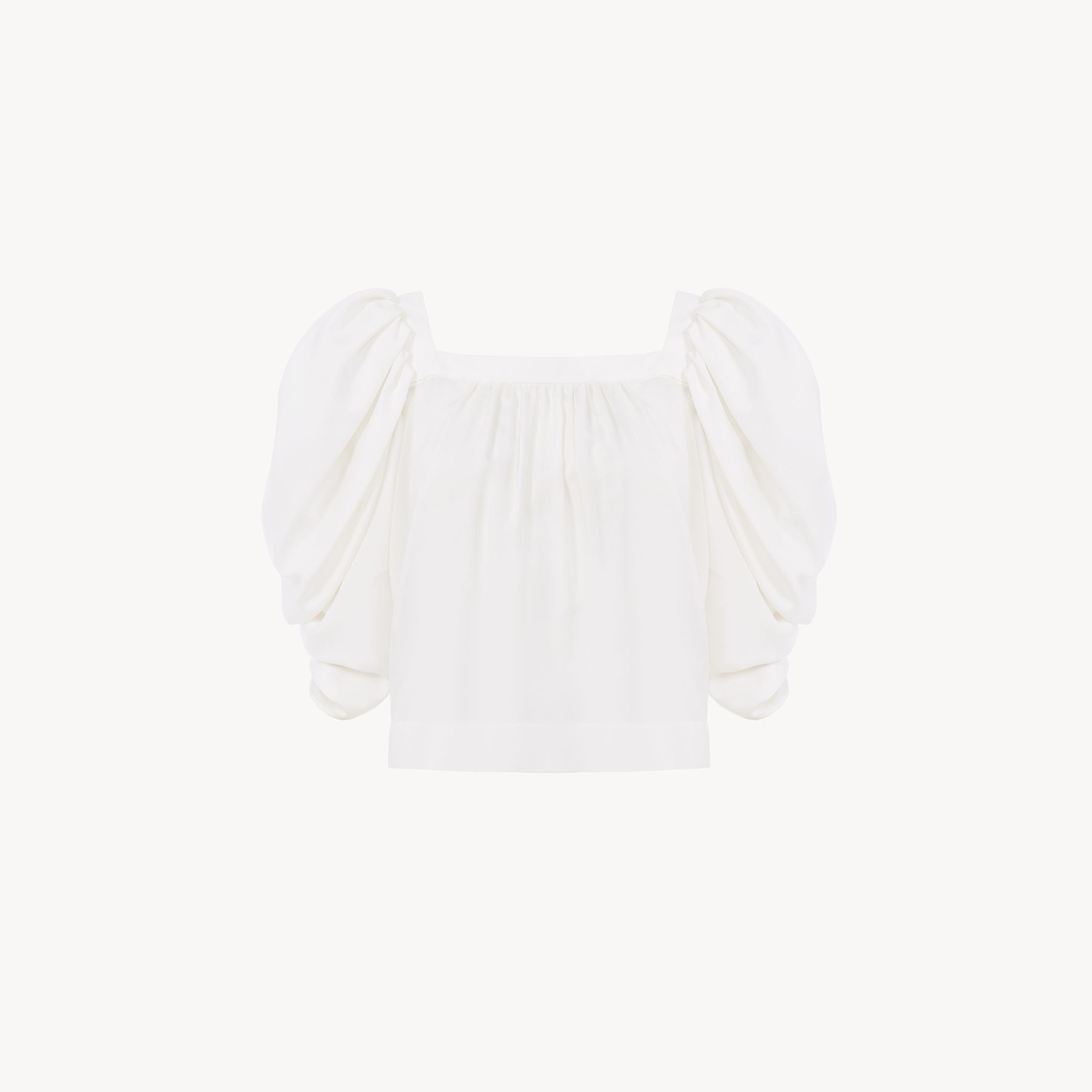 Chloé Top Manches Bouffantes Plissé En Popeline De Soie Femme Blanc Taille 44 100% Soie In White