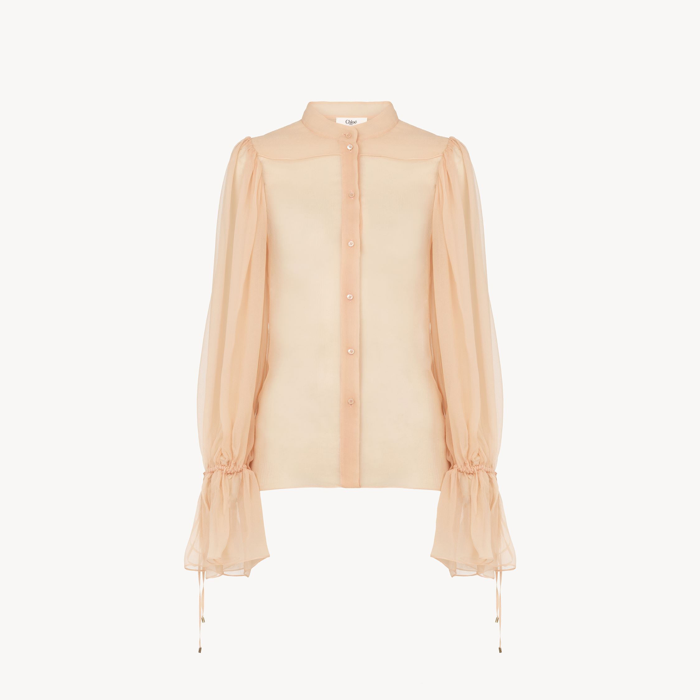 Chloé Sheer Fabric Blouse Drawstring Cuffs In Pink