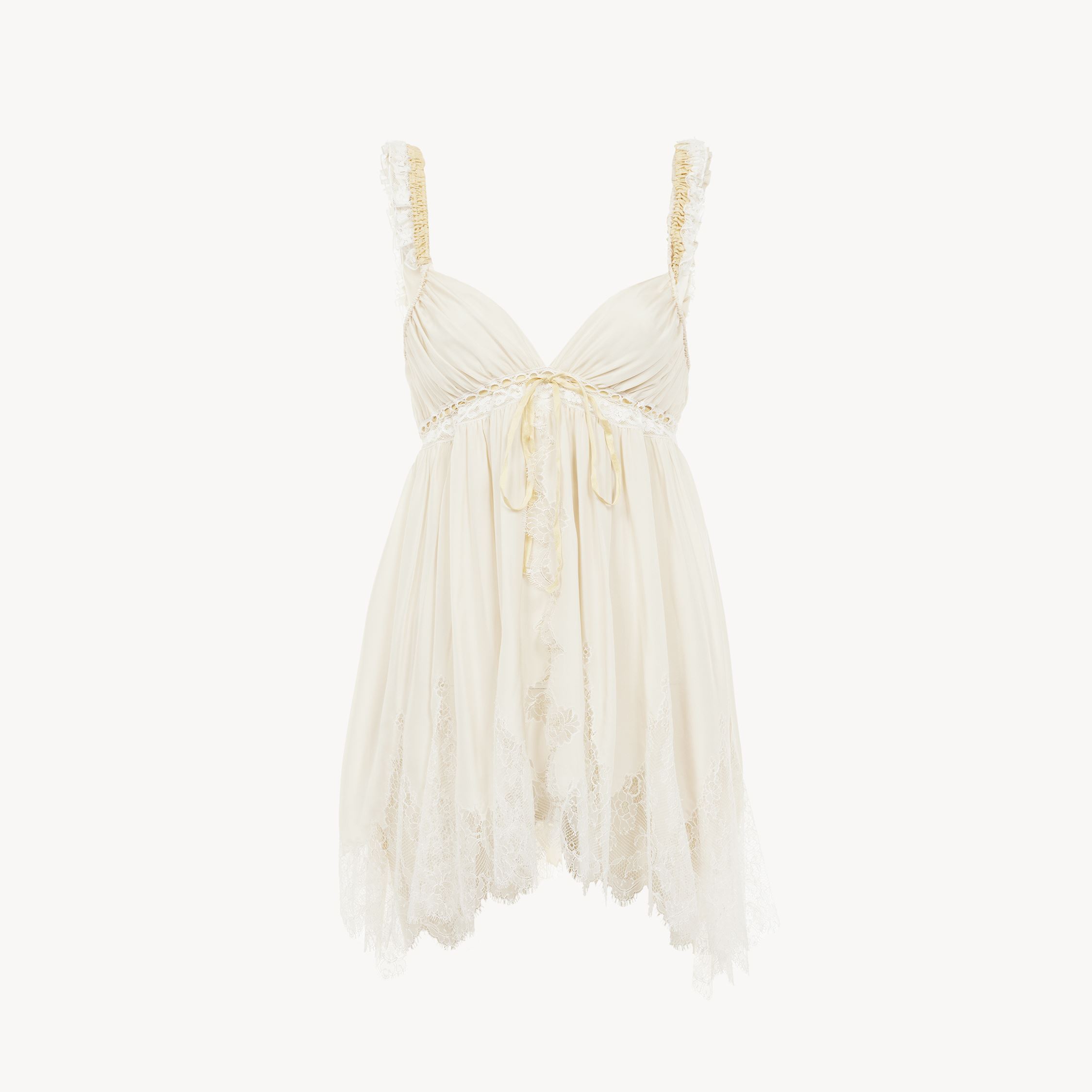 Chloé Lace-trimmed Silk Plonge Tank Top In White