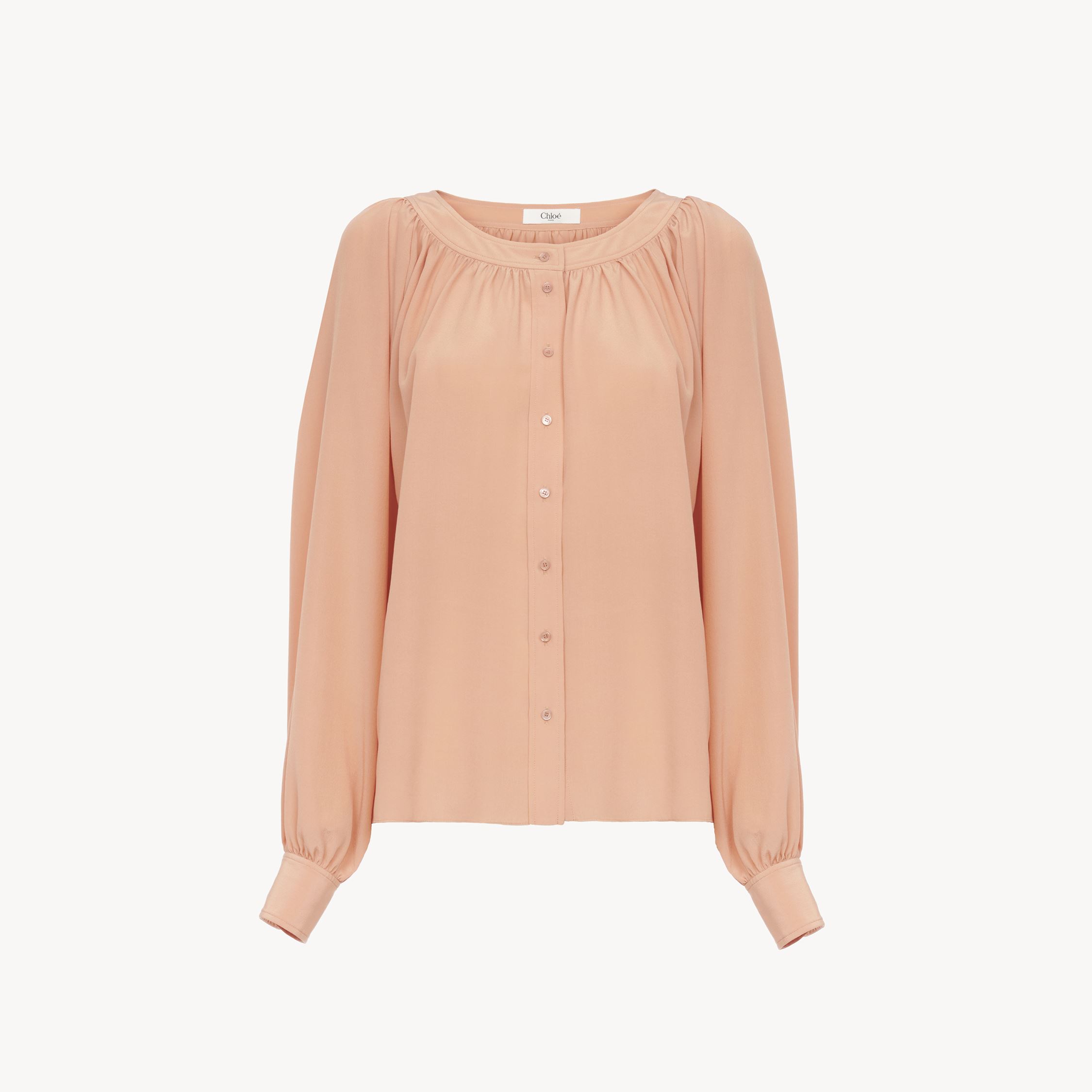 Chloé Blouse À Encolure Arrondie En Crêpe De Chine Femme Rose Taille 40 100% Soie, Pinctada Maxima, Farmed In Pink