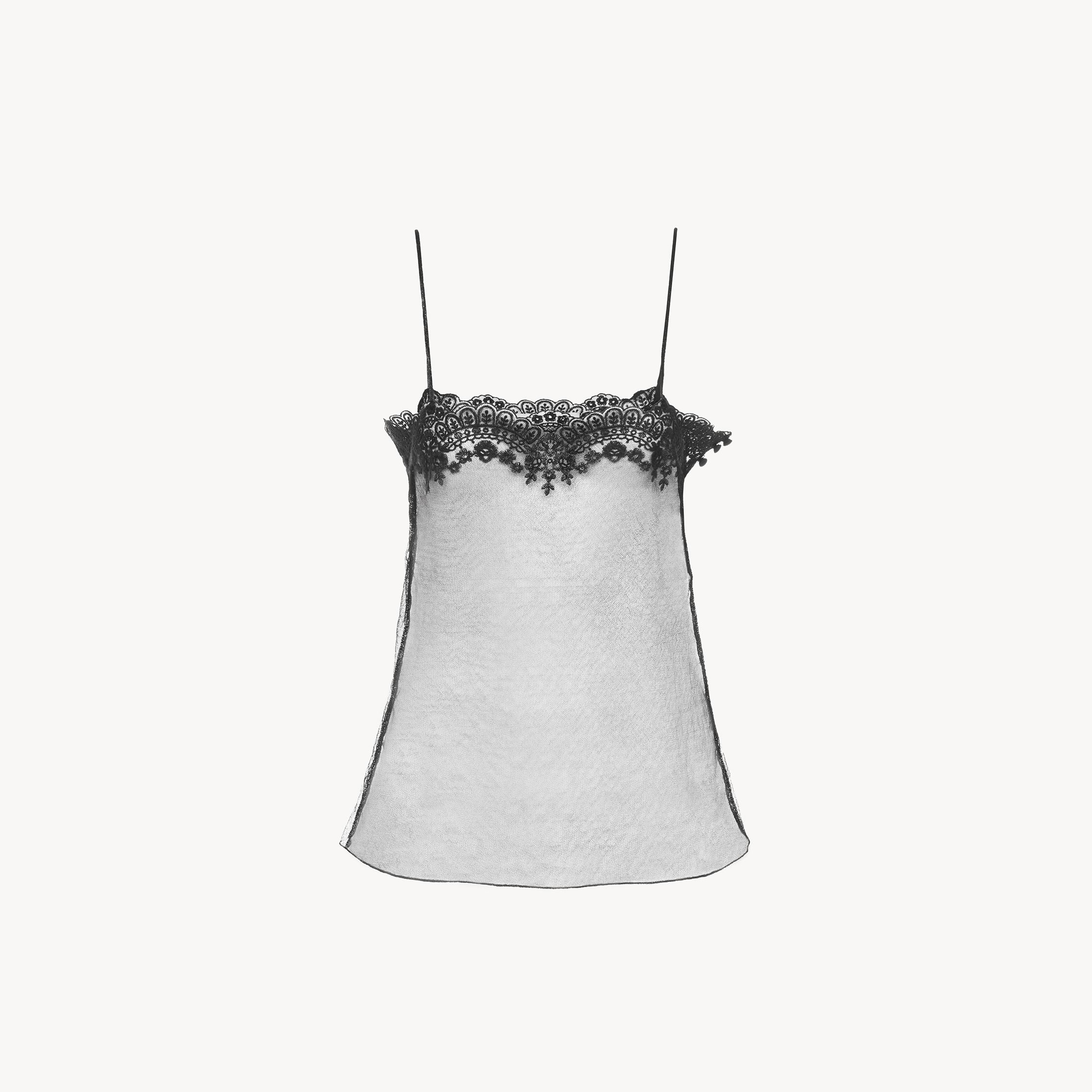 Chloé Fitted Tank Top In Embroidered Lace In Black