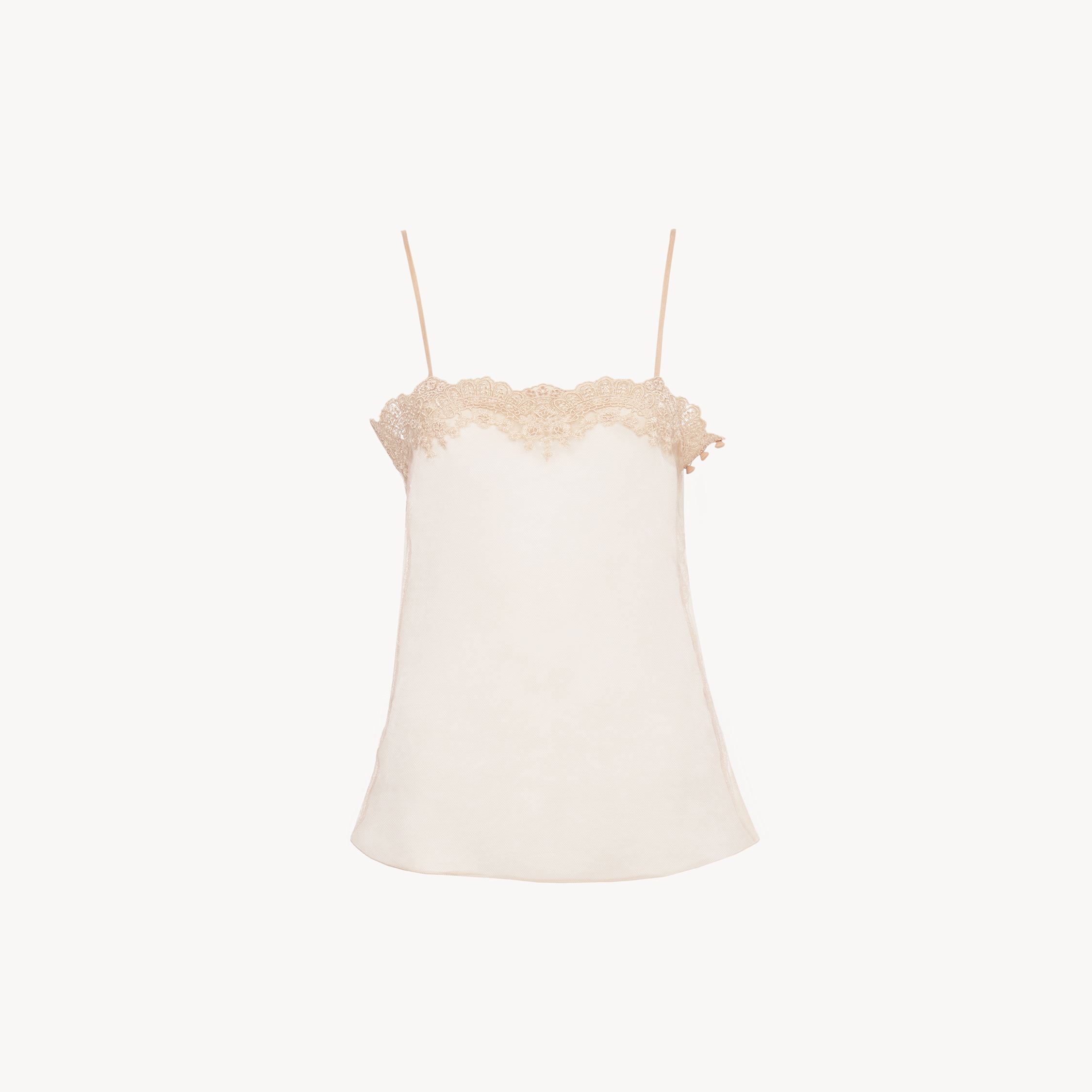 Chloé Fitted Tank Top In Embroidered Lace Pink Size 4 80% Viscose, 20% Polyamide