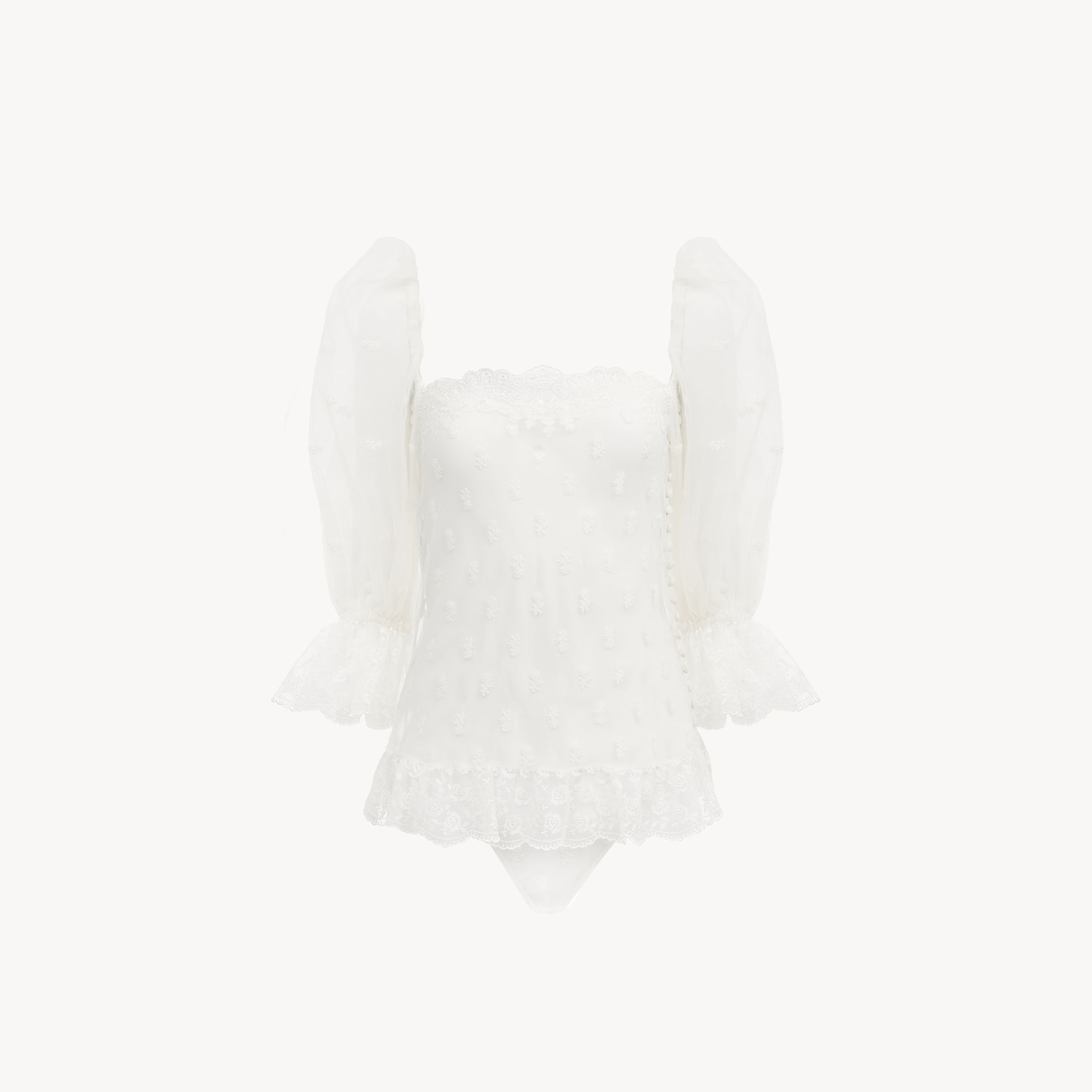 Chloé Square-neck Top In Embroidered Lace White Size 6 100% Polyester In White