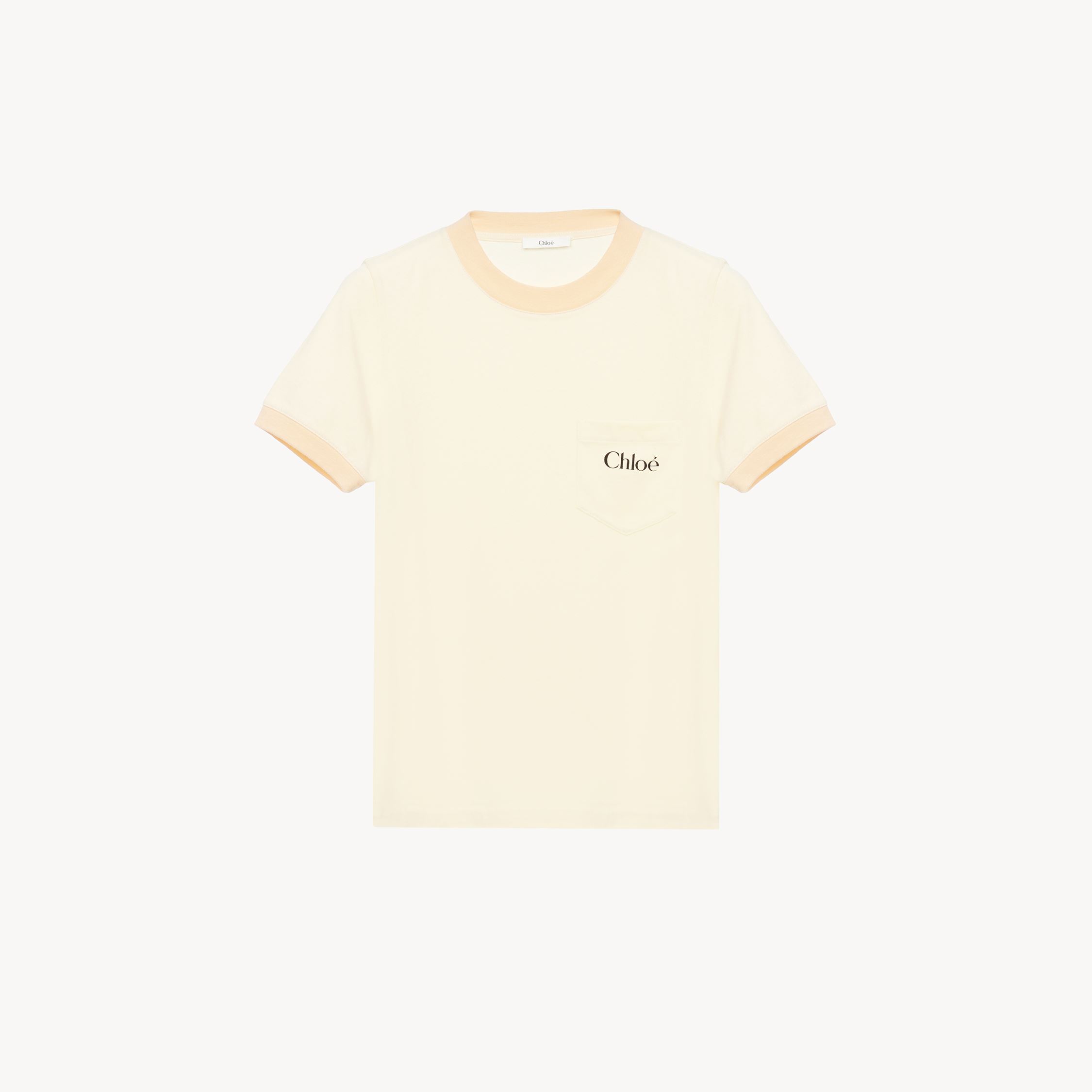Shop Chloé T-shirt Col Rond En Jersey De Coton À Logo Femme Laiton Doré Taille S 100% Coton In Golden Brass