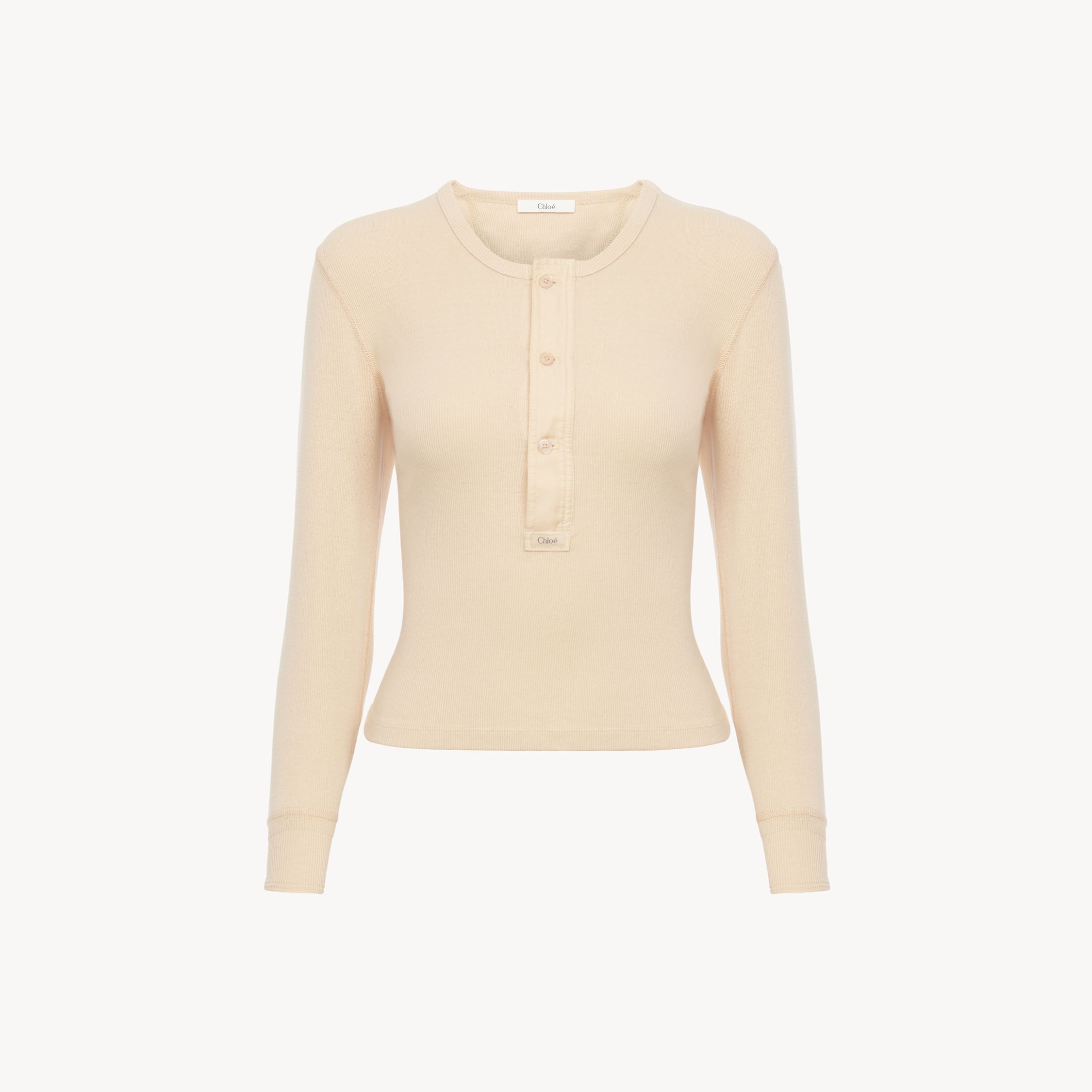 Shop Chloé Top Henley En Jersey De Coton Femme Rose Taille Xl 100% Coton, Pinctada Maxima, Farmed, Coo Italy In Pink