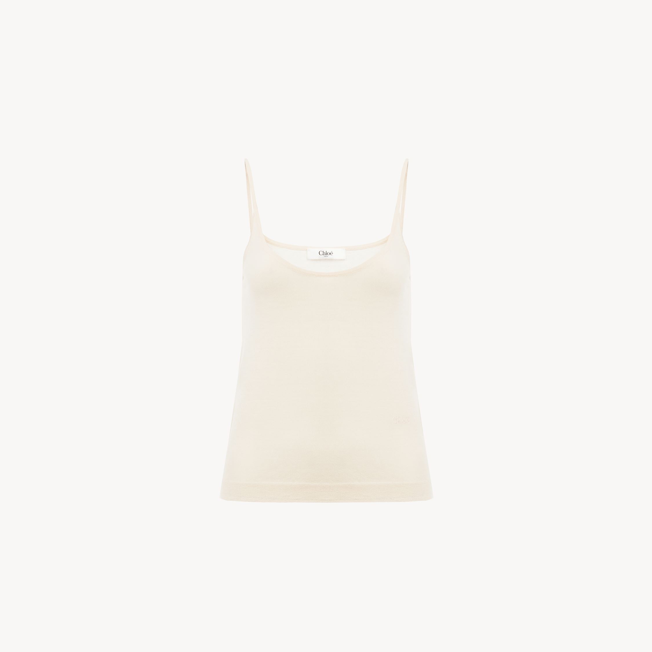 Chloé Débardeur À Fines Bretelles En Maille De Laine Extrafine Femme Laiton Doré Taille Xs 100% Laine In Golden Brass