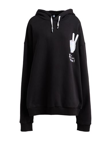 DUO DUO WOMAN SWEATSHIRT BLACK SIZE S COTTON, POLYESTER 