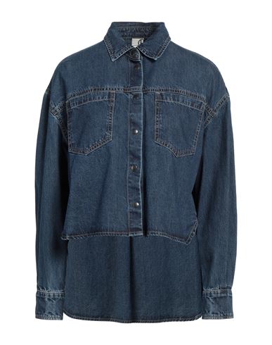 HAVEONE HAVEONE WOMAN DENIM SHIRT BLUE SIZE S COTTON 