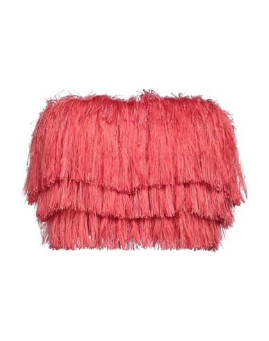 ELISABETTA FRANCHI ELISABETTA FRANCHI WOMAN TOP CORAL SIZE 4 POLYAMIDE, ELASTANE, ACETATE, POLYESTER, LINEN 