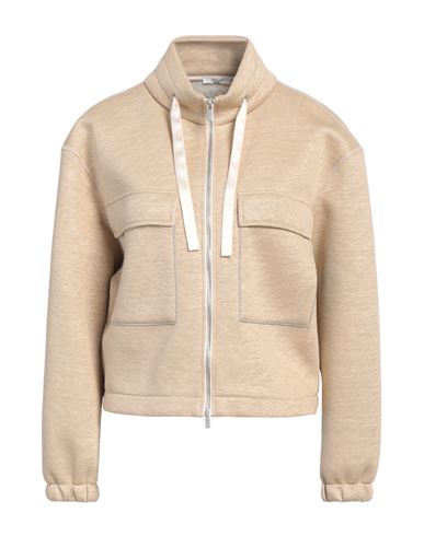 PESERICO PESERICO WOMAN SWEATSHIRT SAND SIZE 6 LINEN, MODAL, SILK, ELASTANE 